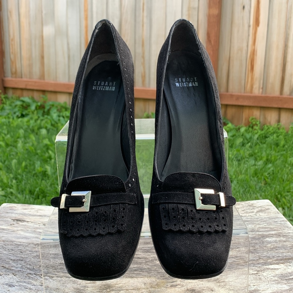 Stuart Weizmann Black Suede Loafer Heel - image 4